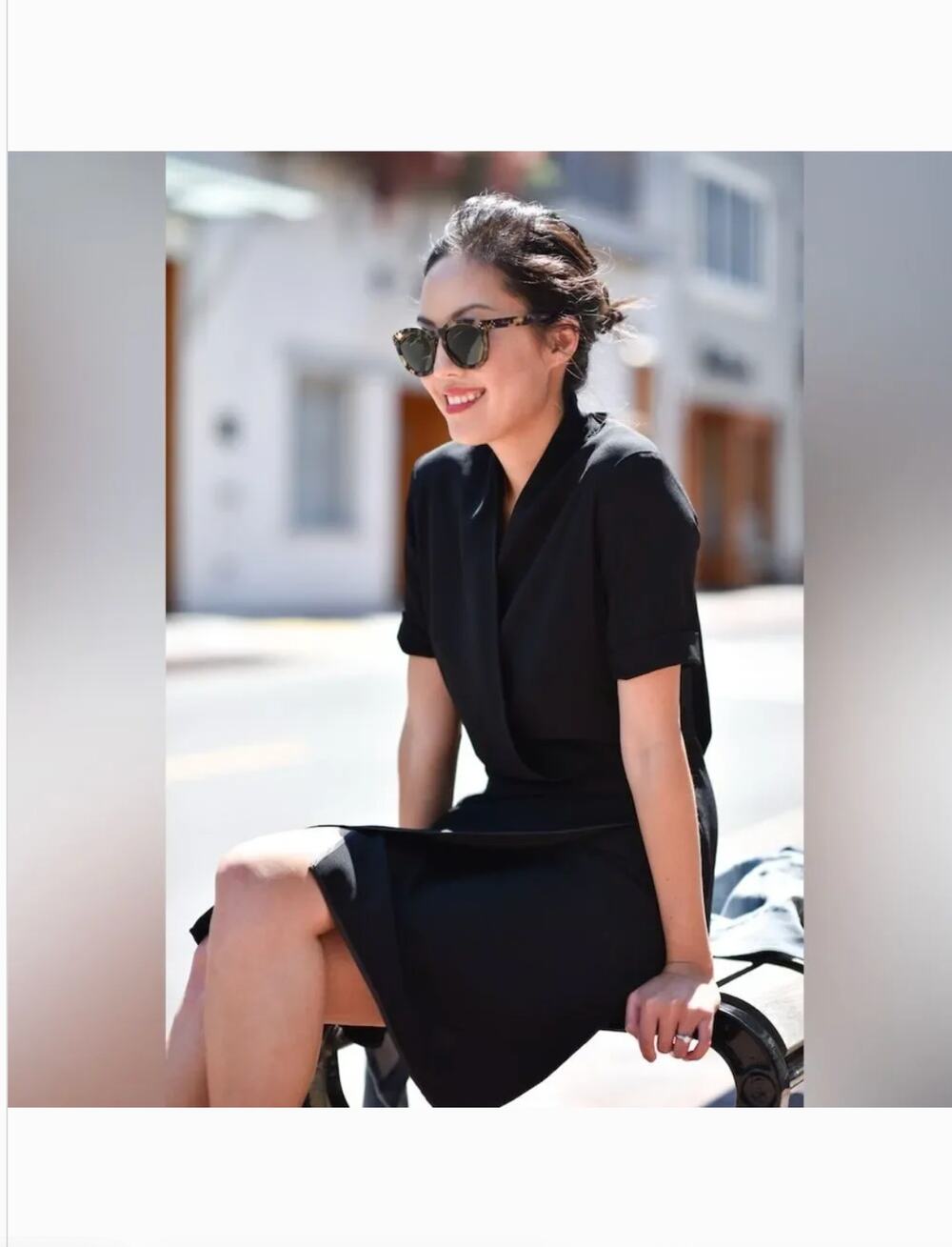 MM Lafleur Tory Dress Black 6 Sheath Career Work Office Faux Wrap Academia
